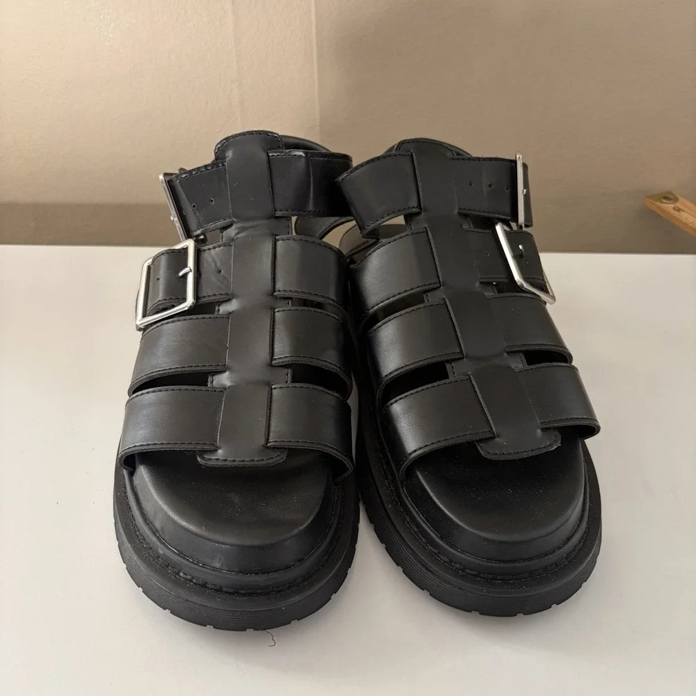 NoBo Womens Chunky Platform Fisherman Sandals Size 6 Black Y2K Grunge Whimsigoth
